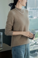 优雅女装羊绒衫半高领设计经典百搭保暖舒适，女装羊绒衫，百越羊绒