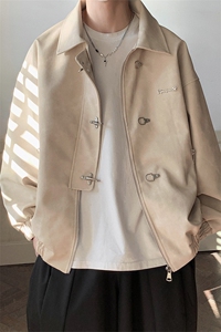 1美式港风大码M-5XL情侣女水洗雪花皮夹克皮衣男JK8741P130控168图片