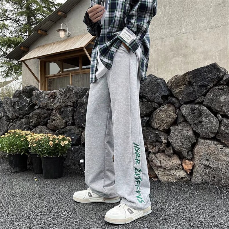 春夏运动休闲裤男直筒垂感ins潮牌港风刺绣M228P30,男装休闲裤,星座1116-2