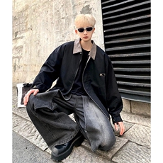 美式复古皮翻领飞行夹克棉服男款冬季夹棉加厚棒球服工装短款外套，男装夹克，星座506A