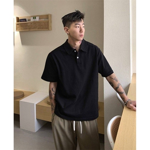 得物抖音高品质二开 珠地网眼透气面料纯色宽松短袖T恤翻领POLO衫图片