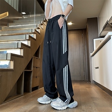 夏季美式潮牌宽松运动裤2024薄款条纹速干休闲裤男现货K8103-P35，男装休闲裤，星座512-3