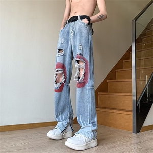 美式牛仔裤男春秋新款休闲直筒裤N3001P45图片