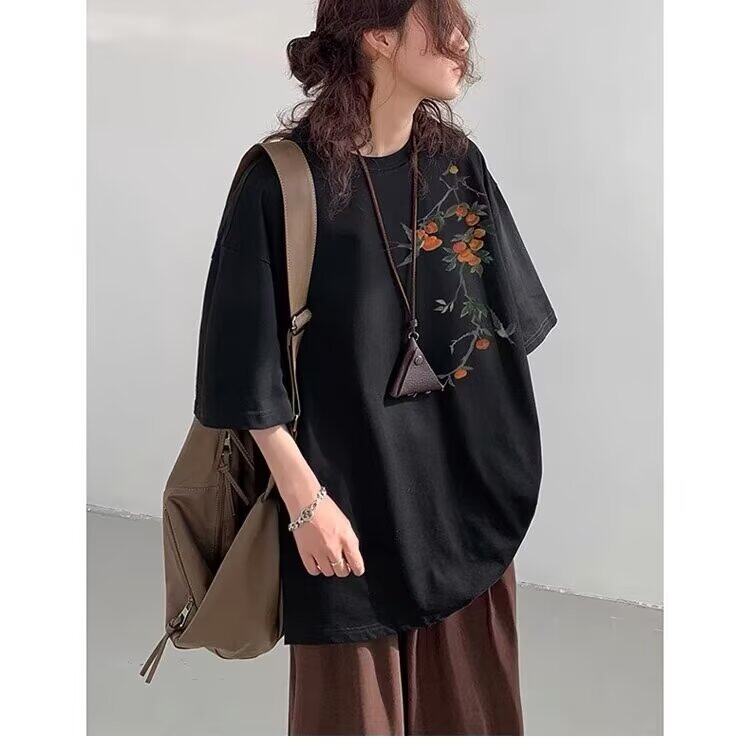 潮短袖t恤男夏季风印花衣服高级感大码帅气宽松五分袖圆领,男装T恤,星座506A