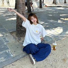 万针全刺绣工艺抖音得物高品质260克重磅纯棉双纱美式高街短袖T恤，男装T恤，电商A486-1
