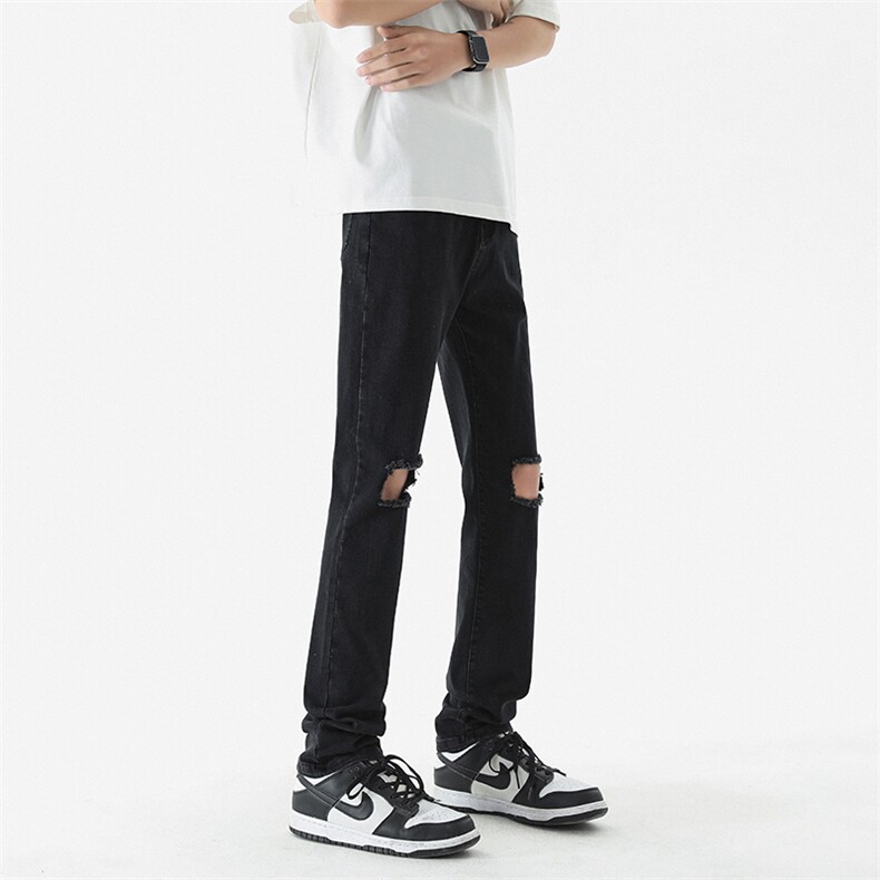 破洞牛仔裤修身B342-K7037-P60控78,男装牛仔裤,电商B342