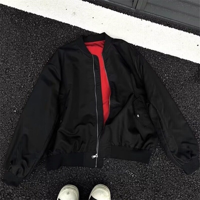 美式复古撞色内衬飞行服夹克男女高街vintage宽松机车棒球服外套,男装夹克,星座506A