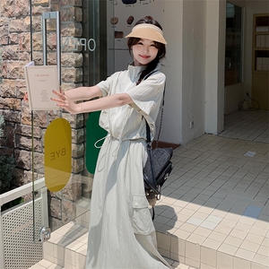 盐系轻熟风工装套装裙女夏季2024年新款休闲减龄高腰半身裙两件套图片