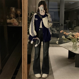 美式复古棒球服短外套春季新款潮拼接夹克上衣 C775-98图片