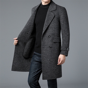 M8046-13钱塘2020-2中长款男装毛呢大衣时尚休闲百搭呢子外套P380图片