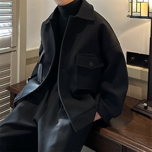 毛呢大衣oversize宽松大口袋呢子潮男士夹克 A071-JK106-P98图片