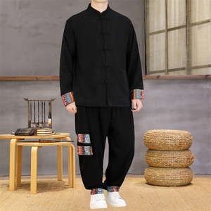 男士外套灯芯绒夹克套装盘扣立领风 XZ1512-2502套装-P130图片