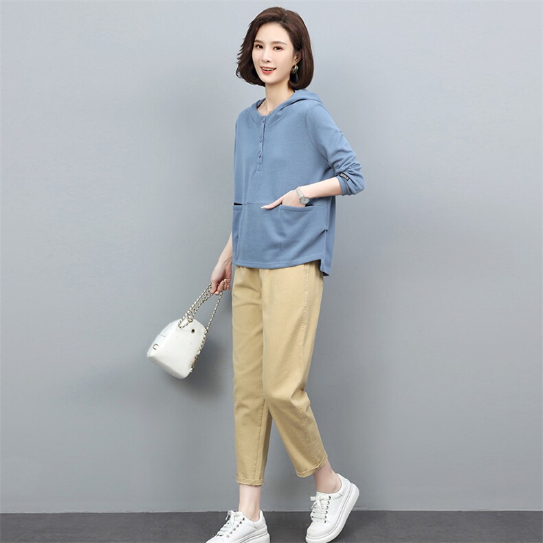2025春装新款时尚休闲中年妈妈春秋连帽卫衣两件套洋气减龄套装女,女装套装/套裙,忆绮罗