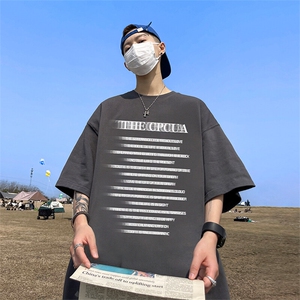 抖音得物二开现货供应220克夏装重磅美式高街宽松短袖t恤MT95图片