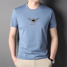 短袖T恤冰丝男夏季中年人夏装半袖圆领冰丝中老年纯色上衣男装，男装T恤，电商B212（原钱塘6029）