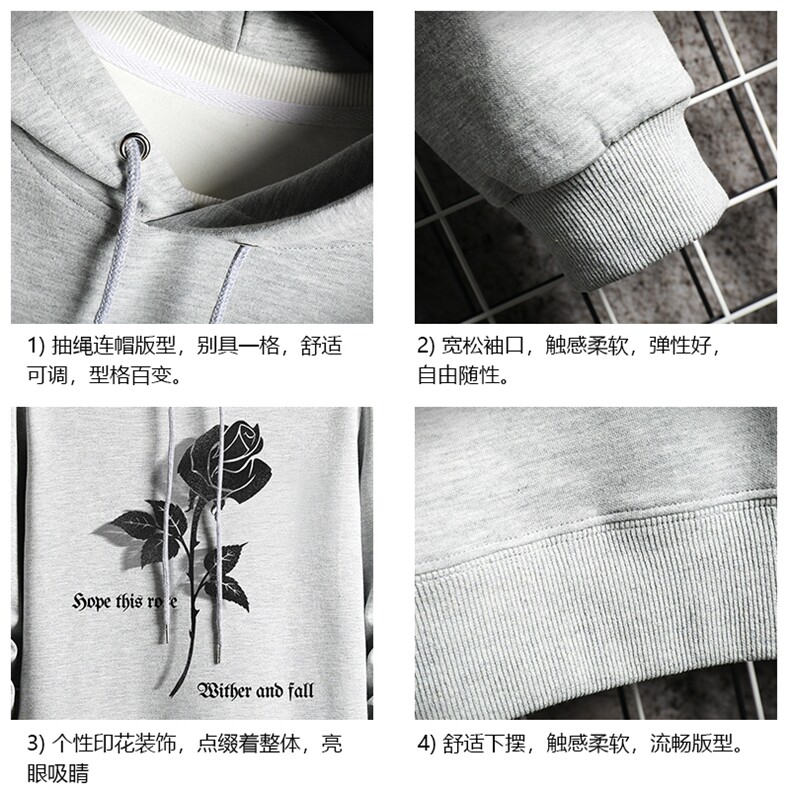 纯棉连帽卫衣男大码运动帽衫宽松薄网格WY2279-P35,男装卫衣,电商A040A