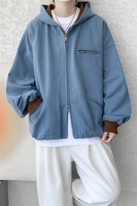 8XL-M美式复古撞色连帽水洗夹克男高级感做旧情侣外套JK1327P88，男装夹克，电商D206-1