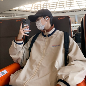 JK3012/P55春装新款2021潮流立领夹克男外套宽松大码上衣服男控78图片
