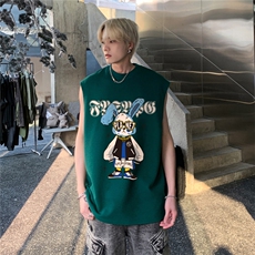 华夫格背心直播高品质重磅220克卡通兔印花HB796-P25控38，男装背心/马甲，星座508（原C305）