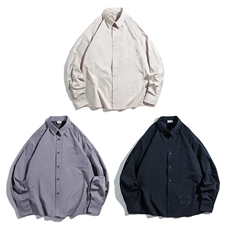 纯色工装衬衫男日系复古宽松长袖外套春ins潮流休闲百搭衬衣，男装衬衫，星座1210-1