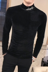 店主风T恤男长袖针织衫外穿网红半高领条纹打底衫A068-XS06-P45，男装T恤，星座419（原A233）