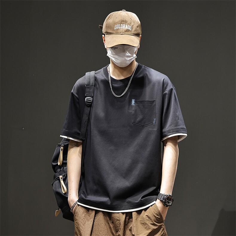 【限价69凉感科技棉凉感棉男士短袖T恤休闲美式半袖男体恤夏季,男装T恤,电商D215