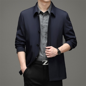 21秋季新款男士宽松纯色商务休闲夹克上衣翻领外套男HB2119-P140图片