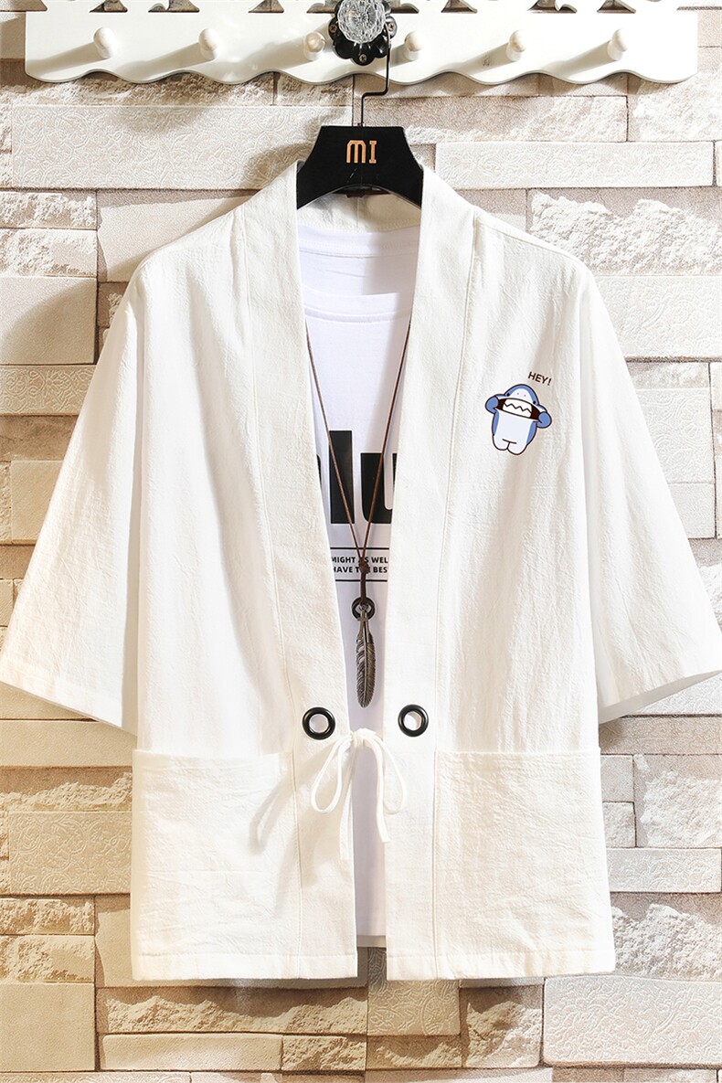 HF59167-P40风汉服男开衫外套七分袖道袍砖墙挂拍,男装民族服装,电商A040A