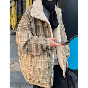 两面穿棉服男款冬季棉衣宽松痞帅棉袄立领羊羔毛外套 M7821图片