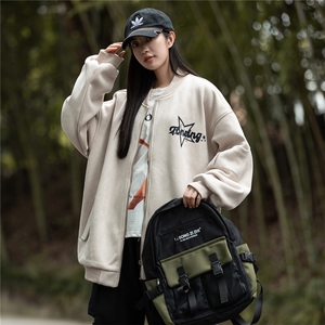 秋美式复古麂皮绒飞行棒球服中性风男女夹克外套JF251-P80控108
