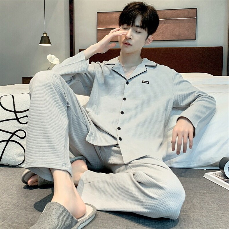 男士长袖开衫加厚加大棉质冬季男青年家居服套装A168-RZSY03-TP95,男装休闲套装,电商A168