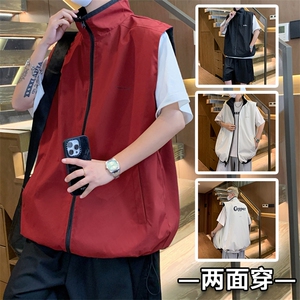 MJ156/P55秋装满天星马甲两面穿男宽松情侣百搭两面服背心外套图片