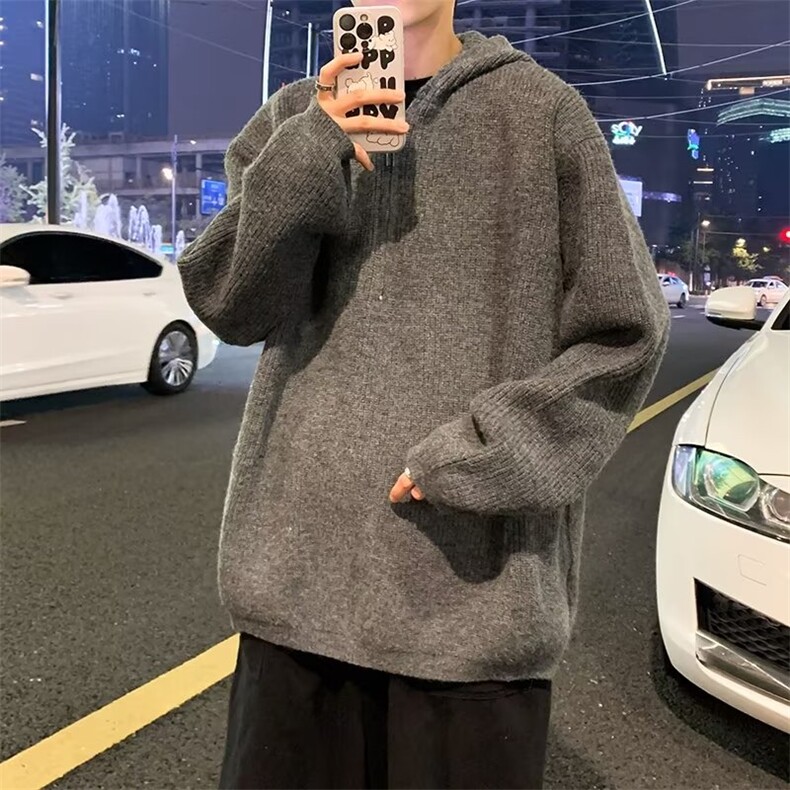 半拉链连帽毛衣男冬季韩版慵懒风针织衫MZ218-P53,男装针织衫/毛衣,星座1109-3
