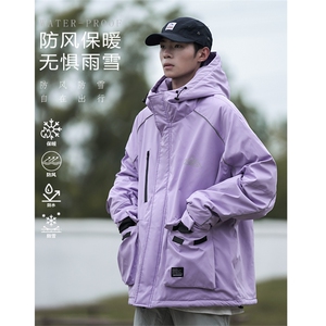 冬新防风防水拉链魔术贴滑雪服男反光条保暖工装夹克外套M69-P170图片