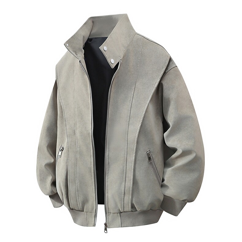 数据新款美式复古棒球领休闲美拉德水洗皮衣夹克JK2581P78，男装皮衣，电商A128