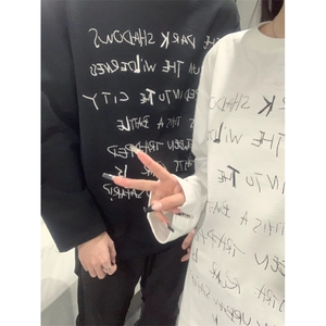网图现货潮英文字母印花情侣长袖T恤打底衫CT814-P29有大码图片