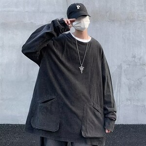 秋季水洗做旧圆领打底衫卫衣潮流牌高街ins宽松t恤男 T1351-P40图片