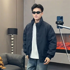 现货美式高街休闲夹克冬季三防立领纯色户外工装加厚棉服外套，男装夹克，电商A486