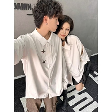 新款新中式机能风衬衫男女情侣冰丝潮气质潮流简约文艺慵懒无品牌，男装衬衫，星座506A