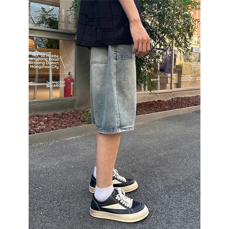 工装牛仔短裤男五分裤宽松休闲潮流百搭日系TA1212-P48,男装牛仔裤,星座208-5