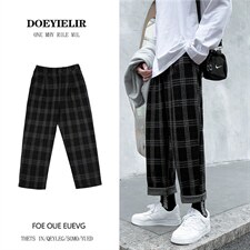 高品质格子呢料裤子2026秋季新款宽松休闲裤A338-1N03P50控78,男装休闲裤,电商D325