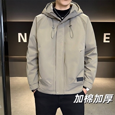 加棉加厚男士秋冬新款连帽青年简约休闲保暖夹克外套NM826-P110，男装夹克，星座310B-3
