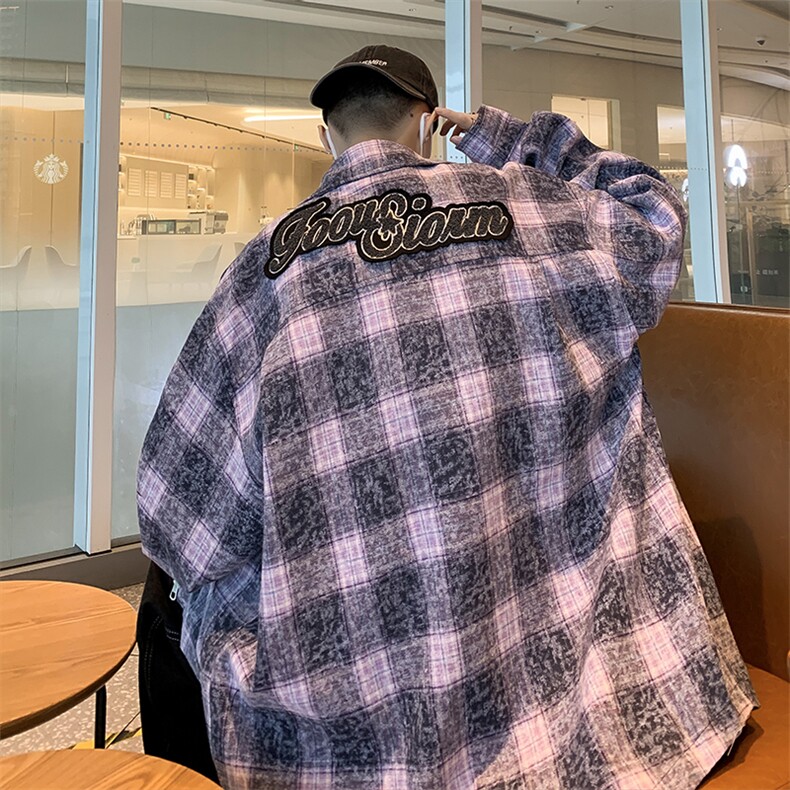 美式复古格子星星夹克外套男女秋冬潮情侣宽松上衣JK09284-P68,男装夹克,星座308B-2