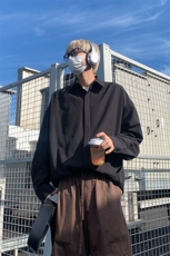 纯色休闲港风简约百搭舒适宽松韩版长袖衬衫男C2259-特价P30，男装衬衫，电商A007