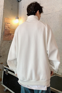 Y6491 P55春款港风翻领领卫衣男落肩打底衫潮流百搭上衣外图片