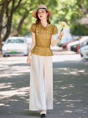 2026夏季新款新中式设计感时髦套装女高级感改良唐装显高两件套潮，女装套装/套裙，尚洛菲