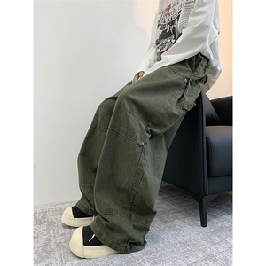 新款宽松牛仔裤男韩版潮流百搭裤子坠感阔腿拖地长裤N0941-P75图片