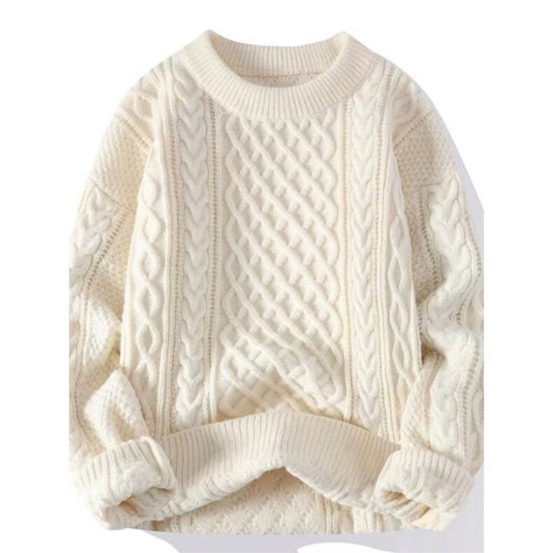 圆领针织麻花毛衣秋冬季宽松情侣打底衫潮流加厚长袖XM21P40特，男装T恤，电商D256