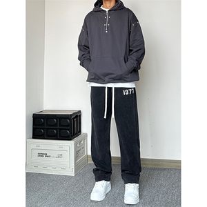 港风 水洗大码休闲裤直筒裤卫裤拖地裤A014-DY23315-P65控88图片