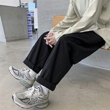 港风裤子日系休闲裤宽松直筒工装裤潮牌男士阔腿裤百搭K9186-p28图片